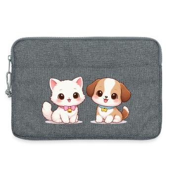 Hund Katze Comic - Laptoptasche 13" - Grau meliert - Vorne