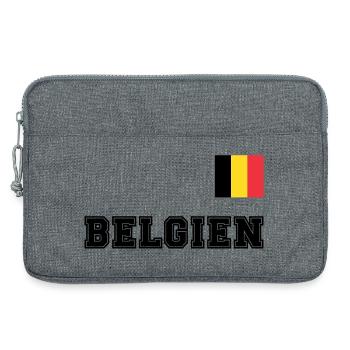 BELGIEN Trikot Look - Nationalflagge Fahne Flagge - Laptoptasche 13" - Grau meliert - Vorne