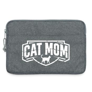 Cat Mom Vintage Wappen - Laptoptasche 13" - Grau meliert - Vorne