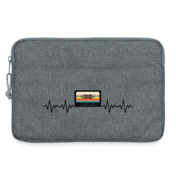Kassette Retro EKG Herzschlag - Laptoptasche 13" - Grau meliert - Vorne