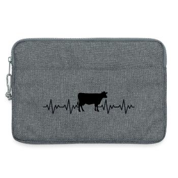 Battement de cœur ECG de vache d’élevage - Sacoche pour ordinateur portable 13 pouces - gris chiné - Devant