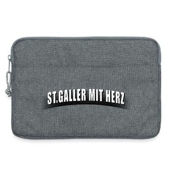 St Galler mit Herz mit Linienraster schmutzig - Laptoptasche 13" - Grau meliert - Vorne