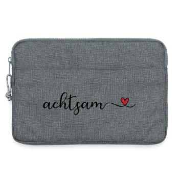 achtsam Schriftzug mit Herz - Laptoptasche 13" - Grau meliert - Vorne