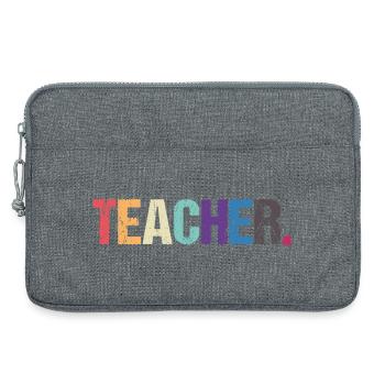 Farbenfrohes LEHRER-Design - Laptoptasche 13" - Grau meliert - Vorne
