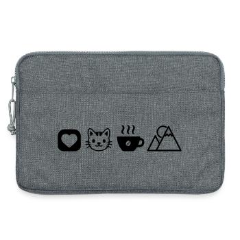 Simple Hobby Icons Cats Coffee Mountains Love - Laptop bag 13" - heather grey - Front