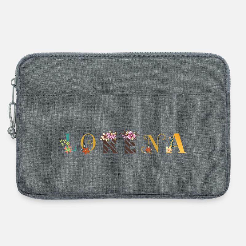 LORENA Namenskunst mit Blumen bestickt - Laptoptasche 13" - Grau meliert