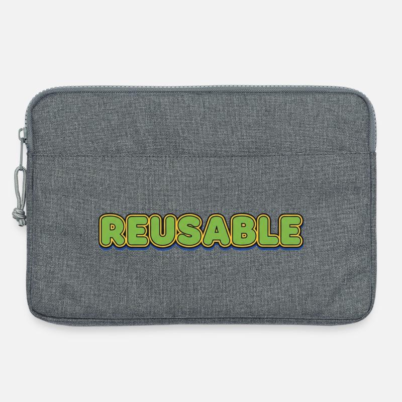 Wiederverwendbar Bubble Schriftzug - Laptoptasche 13" - Grau meliert