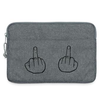 Mittelfinger, doppelter Stinkefinger - Laptoptasche 13" - Grau meliert - Vorne