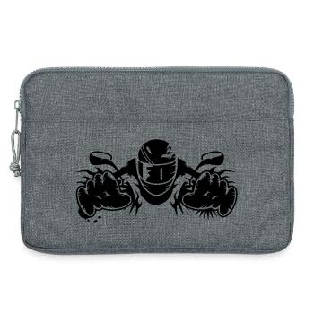 Motorradfahrer mit Motorrad Lenker und Helm - Laptoptasche 13" - Grau meliert - Vorne