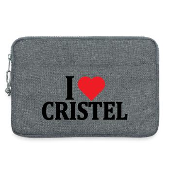 T-shirt J’adore Cristel t-shirt idée cadeau - Sacoche pour ordinateur portable 13 pouces - gris chiné - Devant