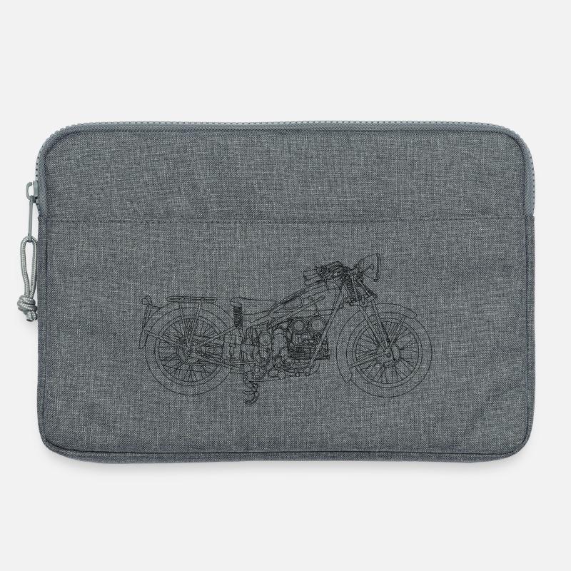 Retro Motorrad - Laptoptasche 13" - Grau meliert