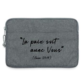 Friede sei mit dir (Johannes 20,19) - Laptoptasche 13" - Grau meliert - Vorne