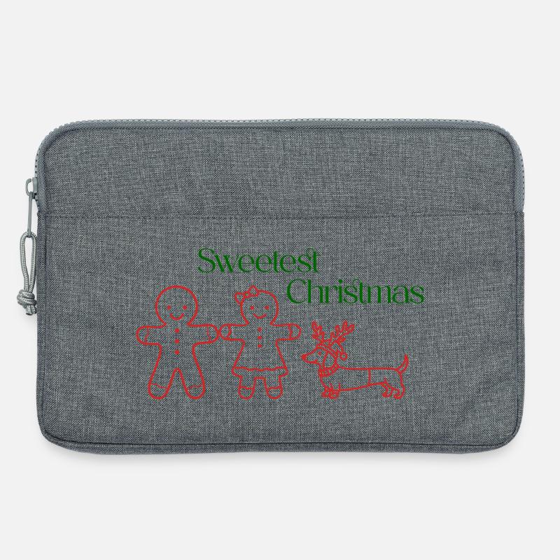 Christmas – Gingerbread Couple & Dackel (Red) - Laptoptasche 13" - Grau meliert