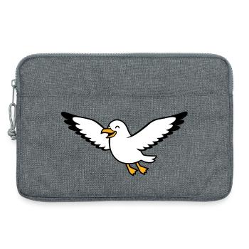 Cheerful cartoon seagull in flight - Laptop bag 13" - heather grey - Front