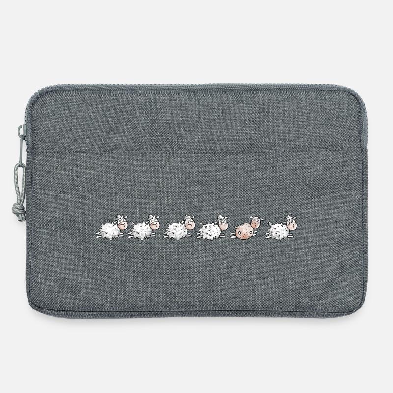 Sheep Flock and sheared sheep - Laptop bag 13" - heather grey
