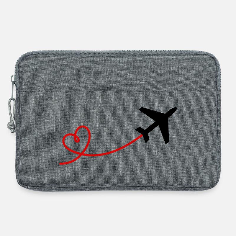 Flugzeug Flieger mit Herz in schwarz rot - Laptoptasche 13" - Grau meliert