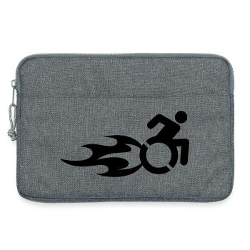 Utilisateur d’un fauteuil roulant avec des flammes # - Sacoche pour ordinateur portable 13 pouces - gris chiné - Devant