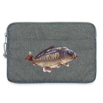 Spiegelkarpfenfischen-Design Realistischer Angler - Laptoptasche 13" - Grau meliert - Vorne