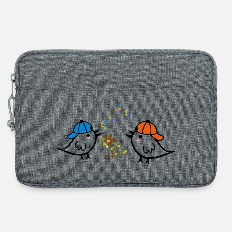 Frühling, Spatzen - Laptoptasche 13" - Grau meliert