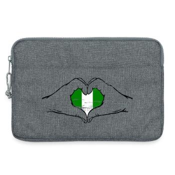 Drapeau du Nigeria en forme de coeur utilisé - Sacoche pour ordinateur portable 13 pouces - gris chiné - Devant