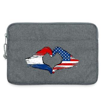 Forme de coeur Holland USA avec mains utilisées - Sacoche pour ordinateur portable 13 pouces - gris chiné - Devant