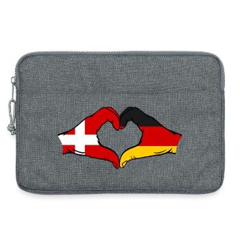 Denmark Germany Heart Shape with Hands - Laptop bag 13" - heather grey - Front