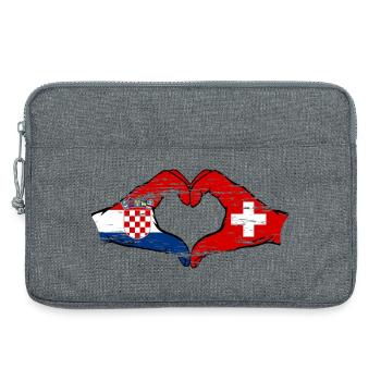 Croatie Suisse Drapeau Mains Coeur Forme Utilisé - Sacoche pour ordinateur portable 13 pouces - gris chiné - Devant