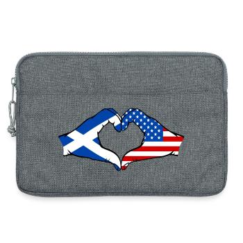 Ecosse USA drapeau mains forme de coeur - Sacoche pour ordinateur portable 13 pouces - gris chiné - Devant