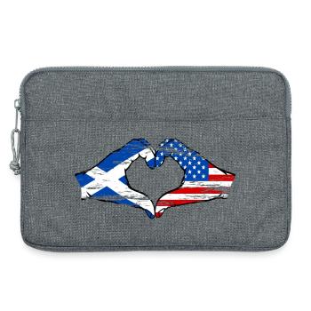 Scotland USA Flag Hands Heart Shape Used - Laptop bag 13" - heather grey - Front