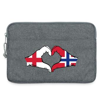 Angleterre Norvège Drapeau Mains Coeur Forme - Sacoche pour ordinateur portable 13 pouces - gris chiné - Devant