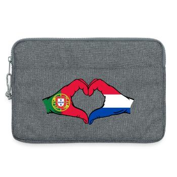 Portugal Hollande Drapeau Mains Coeur - Sacoche pour ordinateur portable 13 pouces - gris chiné - Devant