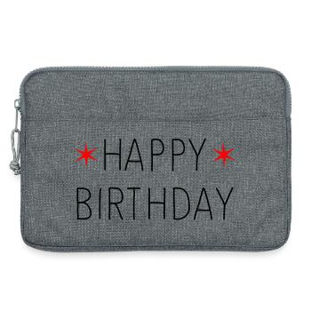 HAPPY BIRTHDAY. JOYEUX ANNIVERSAIRE. ANNIVERSAIRE. - Sacoche pour ordinateur portable 13 pouces - gris chiné - Devant