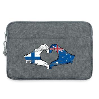 Finland Australia Flag Heart Shape Used - Laptop bag 13" - heather grey - Front