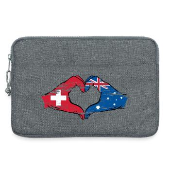 Suisse Australie drapeau coeur utilisé - Sacoche pour ordinateur portable 13 pouces - gris chiné - Devant