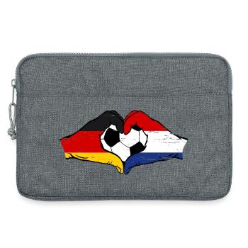 Deutschland Holland Fußball Flagge Hände Herz used - Laptoptasche 13" - Grau meliert - Vorne
