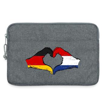 Germany Holland Flag Hands Heart Shape Used - Laptop bag 13" - heather grey - Front