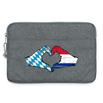 Bavière, Hollande, drapeau, mains, forme de coeur utilisé - Sacoche pour ordinateur portable 13 pouces - gris chiné - Devant