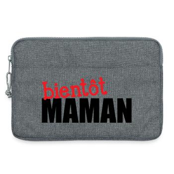 bientôt Maman ! Cadeau de grossesse - Sacoche pour ordinateur portable 13 pouces - gris chiné - Devant