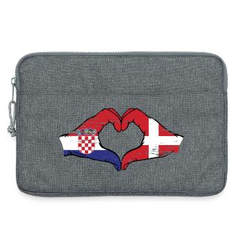 Croatia Denmark flag hands heart shape used - Laptop bag 13" - heather grey - Front