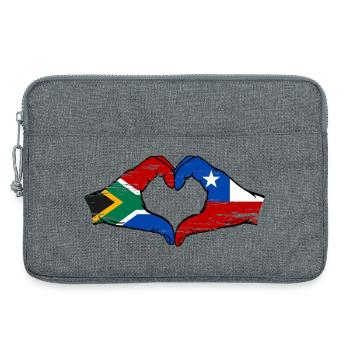 Afrique du Sud Chili drapeau mains forme de coeur utilisé - Sacoche pour ordinateur portable 13 pouces - gris chiné - Devant