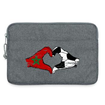 Drapeau de football du Maroc mains forme de coeur utilisé - Sacoche pour ordinateur portable 13 pouces - gris chiné - Devant