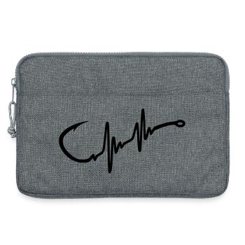 Fishing Hook Heartbeat - Laptop bag 13" - heather grey - Front