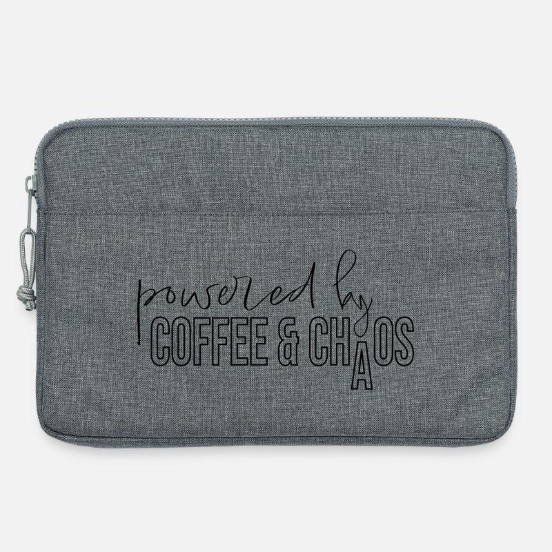 powered by coffee and chaos Kaffeejunkie Spruch - Laptoptasche 13" - Grau meliert