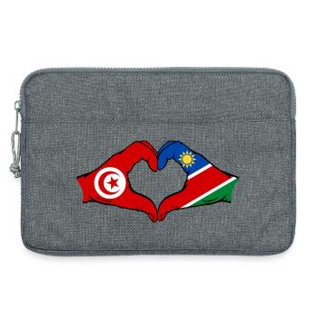Tunisia Namibia Flag Hands Heart Shape Used - Laptop bag 13" - heather grey - Front
