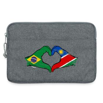Brésil Namibie drapeau mains forme coeur - Sacoche pour ordinateur portable 13 pouces - gris chiné - Devant