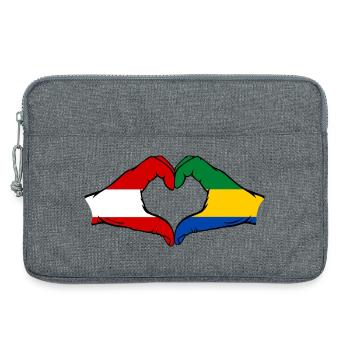 Austria Gabon Flag Hands Heart Shape Used - Laptop bag 13" - heather grey - Front