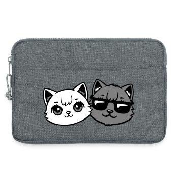 chatons mignons cool couple mâle chats noirs et blancs - Sacoche pour ordinateur portable 13 pouces - gris chiné - Devant