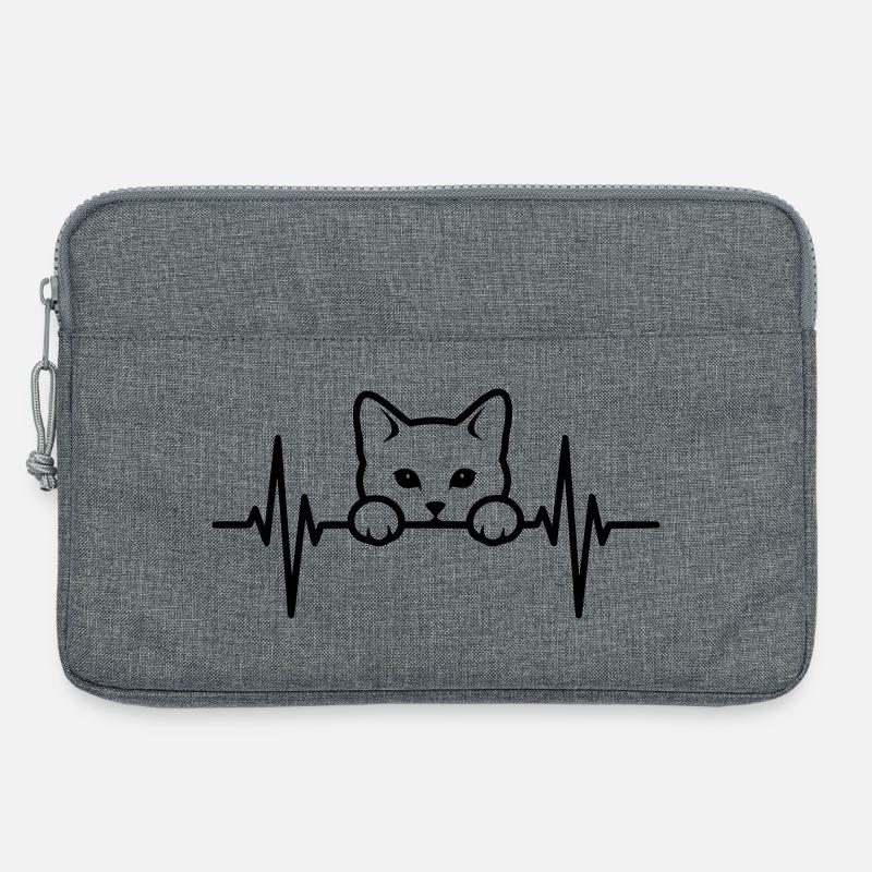 Katze Herzschlag – Cat Lover - Laptoptasche 13" - Grau meliert