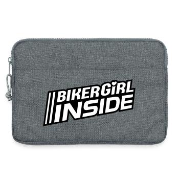 Biker Girl inside Schriftzug (Farben änderbar) - Laptoptasche 13" - Grau meliert - Vorne