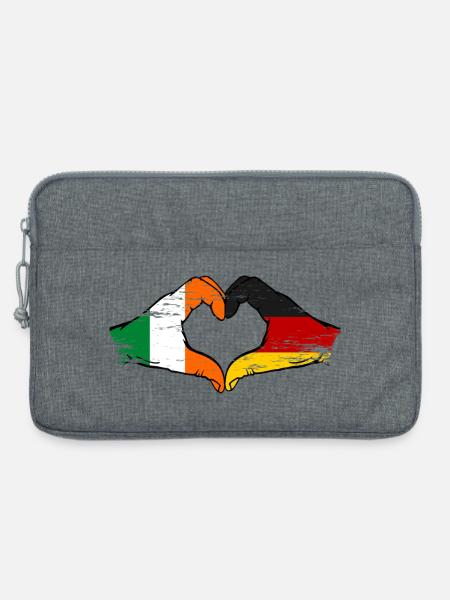 Irland Deutschland Flagge Hände Herzform - Laptoptasche 13" - Grau meliert